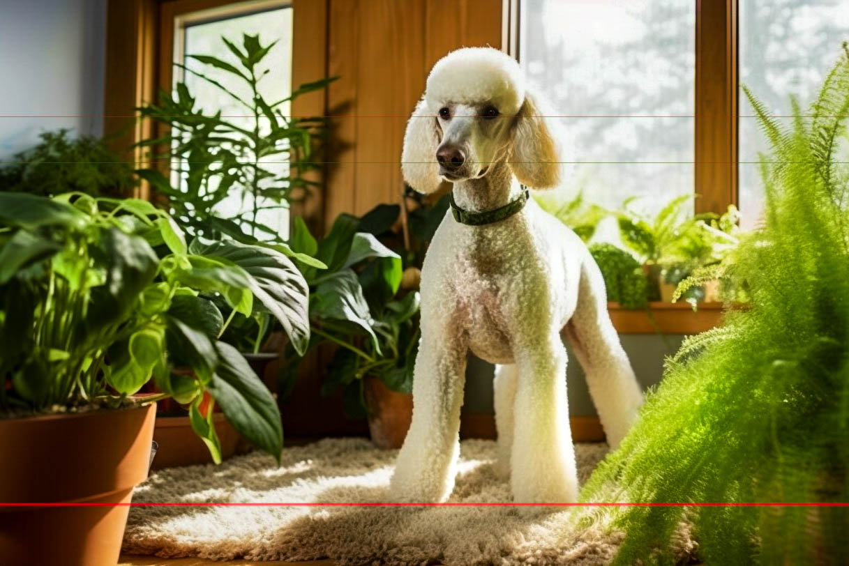 Standard White Poodle at Home